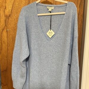 Ava & Viv Women's Light Blue V-Neck Sweater